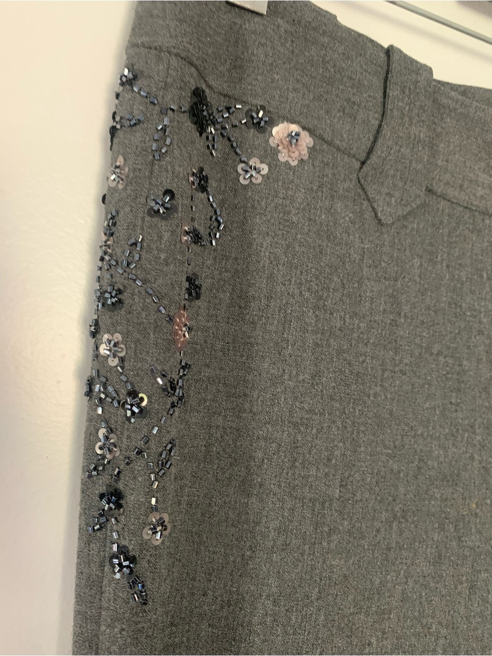 Laundry By Shelli Segal dark grey  Embellished Wide-Leg pants